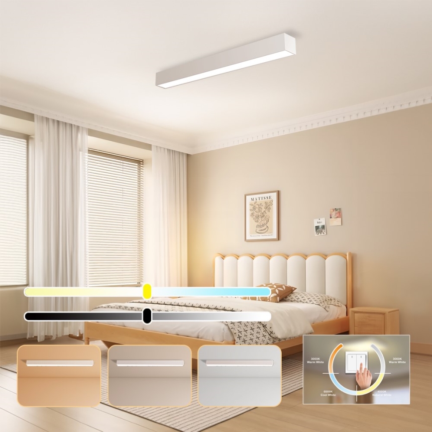 Immax NEO 07258L - LED Stmievateľné stropné svietidlo NEO LITE LUNGO LED/29W/230V 3000-6000K Wi-Fi Tuya biela + diaľkové ovládanie
