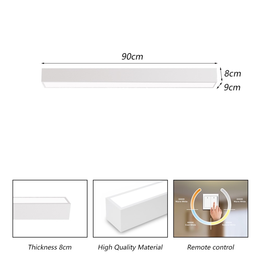 Immax NEO 07258L - LED Stmievateľné stropné svietidlo NEO LITE LUNGO LED/29W/230V 3000-6000K Wi-Fi Tuya biela + diaľkové ovládanie