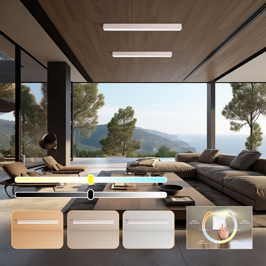 Immax NEO 07259L - LED Stmievateľné stropné svietidlo NEO LITE LUNGO LED/38W/230V 3000-6000K Wi-Fi Tuya biela + diaľkové ovládanie