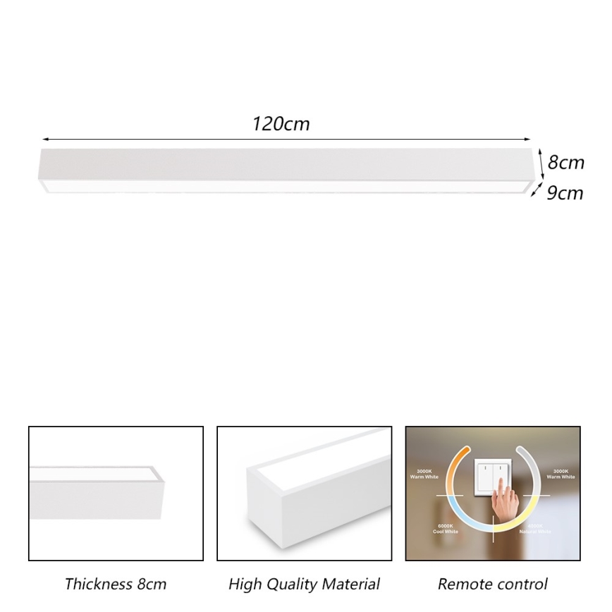 Immax NEO 07259L - LED Stmievateľné stropné svietidlo NEO LITE LUNGO LED/38W/230V 3000-6000K Wi-Fi Tuya biela + diaľkové ovládanie