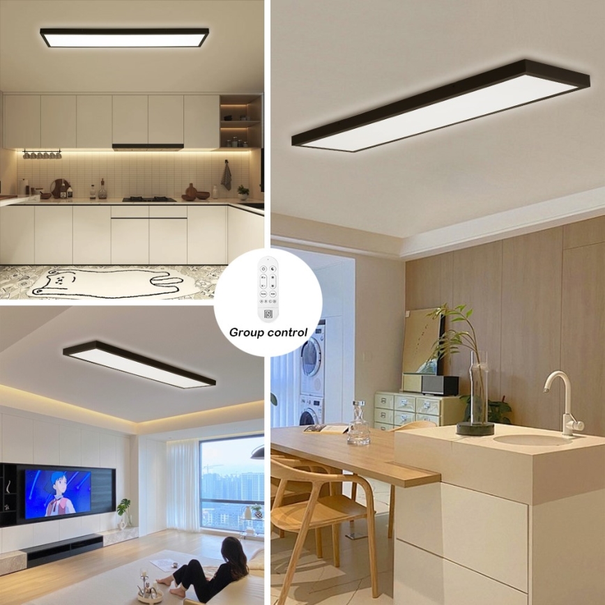 Immax NEO 07278L - LED Stmievateľné kúpeľňové stropné svietidlo NEO LITE FRAME LED/50W/230V IP44 Wi-Fi Tuya + diaľkové ovládanie čierna