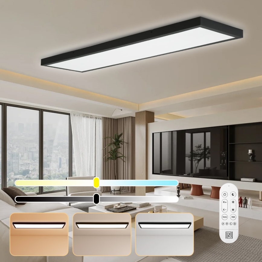 Immax NEO 07278L - LED Stmievateľné kúpeľňové stropné svietidlo NEO LITE FRAME LED/50W/230V IP44 Wi-Fi Tuya + diaľkové ovládanie čierna