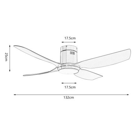 Immax NEO 07282L - LED+CCT Stmievateľný stropný ventilátor PURE LED/24W/230V 3000/4000/6000K Wi-Fi Tuya pr. 132 cm + diaľkové ovládanie