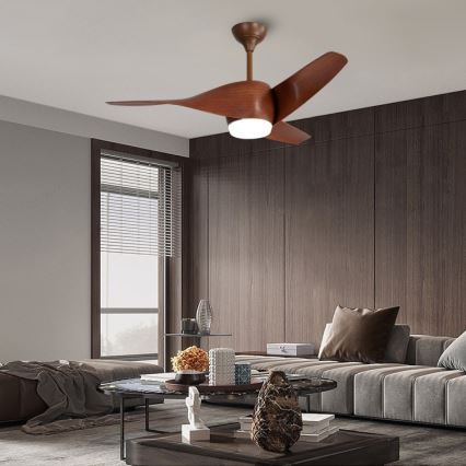 Immax NEO 07286L - LED Stmievateľný stropný ventilátor WAVE LED/18W/230V Wi-Fi Tuya hnedá + diaľkové ovládanie