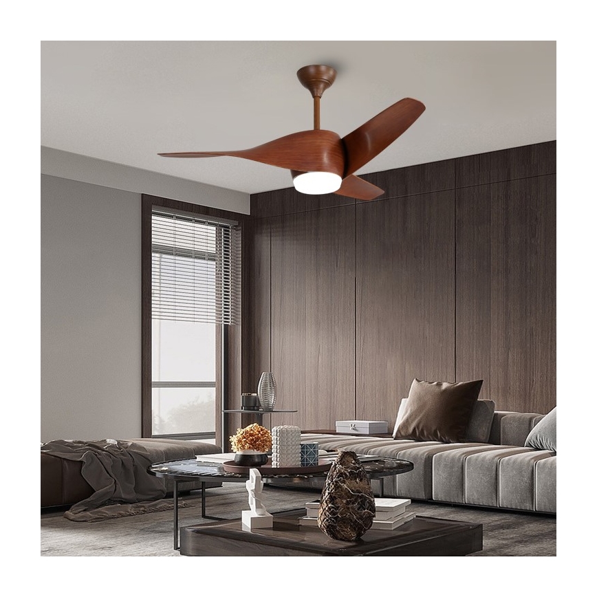 Immax NEO 07286L - LED Stmievateľný stropný ventilátor WAVE LED/18W/230V Wi-Fi Tuya hnedá + diaľkové ovládanie