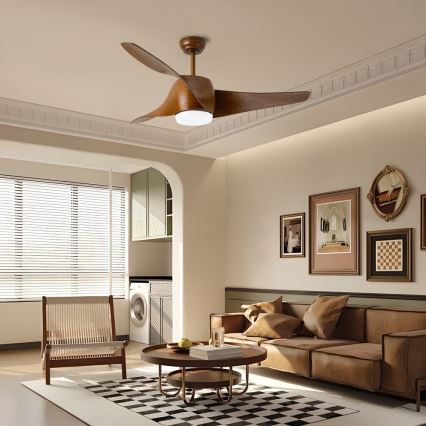 Immax NEO 07286L - LED Stmievateľný stropný ventilátor WAVE LED/18W/230V Wi-Fi Tuya hnedá + diaľkové ovládanie