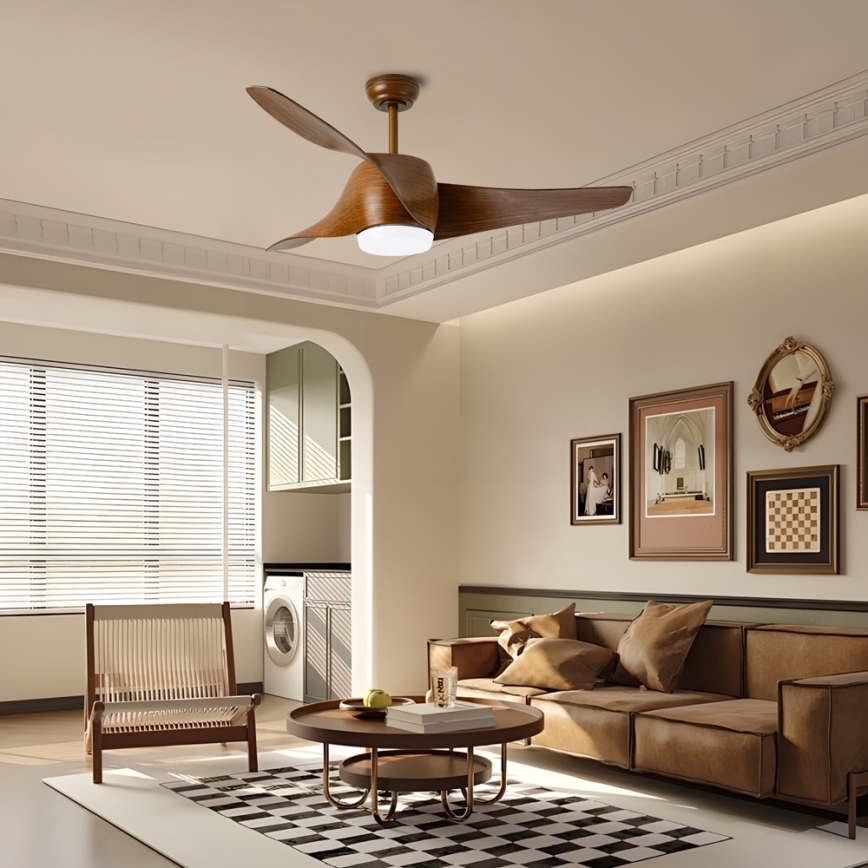 Immax NEO 07286L - LED Stmievateľný stropný ventilátor WAVE LED/18W/230V Wi-Fi Tuya hnedá + diaľkové ovládanie