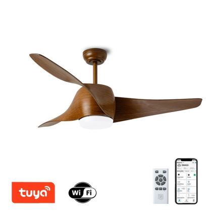 Immax NEO 07286L - LED Stmievateľný stropný ventilátor WAVE LED/18W/230V Wi-Fi Tuya hnedá + diaľkové ovládanie