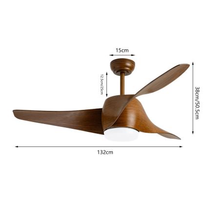 Immax NEO 07286L - LED Stmievateľný stropný ventilátor WAVE LED/18W/230V Wi-Fi Tuya hnedá + diaľkové ovládanie