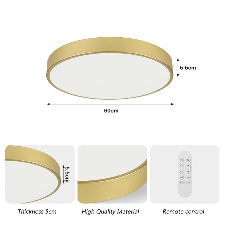 Immax NEO 07293L - LED+CCT Stmievateľné stropné svietidlo SEMPLICI LED/60W/230V 2700-6500K priemer 60 cm + diaľkové ovládanie