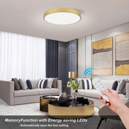 Immax NEO 07293L - LED stmievateľné stropné svietidlo NEO LITE SEMPLICI LED/60W/230V 3000-6000K pr. 60 cm Wi-Fi Tuya zlatá + diaľkové ovládanie