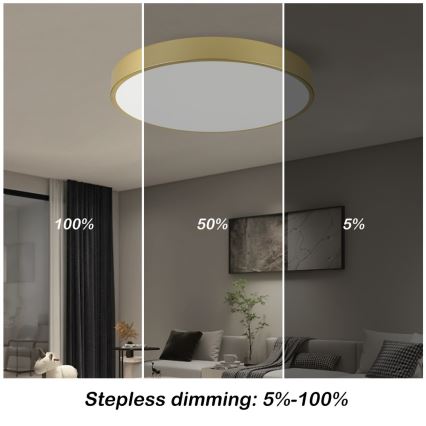 Immax NEO 07293L - LED stmievateľné stropné svietidlo NEO LITE SEMPLICI LED/60W/230V 3000-6000K pr. 60 cm Wi-Fi Tuya zlatá + diaľkové ovládanie