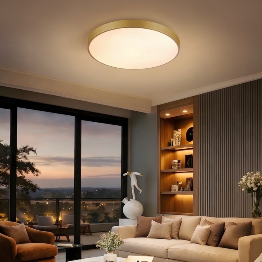 Immax NEO 07293L - LED stmievateľné stropné svietidlo NEO LITE SEMPLICI LED/60W/230V 3000-6000K pr. 60 cm Wi-Fi Tuya zlatá + diaľkové ovládanie
