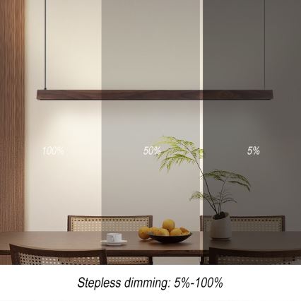 Immax NEO 07300L - LED stmievateľný luster na lankách MADEIRA LED/26W/230V Wi‑Fi Tuya 122 cm orech + diaľkové ovládanie