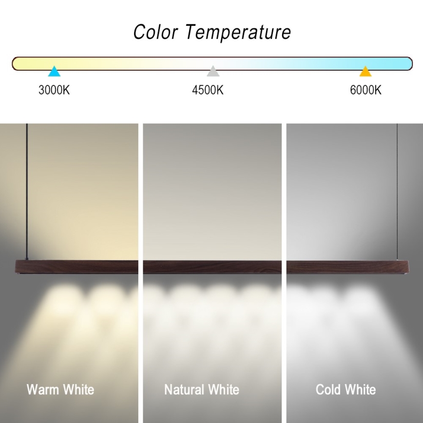 Immax NEO 07301L - LED stmievateľný luster na lane MADEIRA LED/33W/230V Wi-Fi Tuya 152 cm orech + diaľkové ovládanie