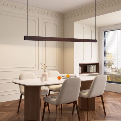 Immax NEO 07301L - LED stmievateľný luster na lane MADEIRA LED/33W/230V Wi-Fi Tuya 152 cm orech + diaľkové ovládanie