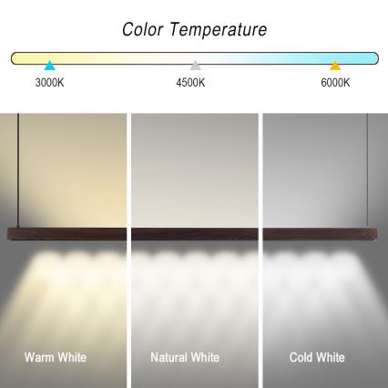 Immax NEO 07302L - LED stmievateľný luster na lanku MADEIRA LED/44W/230V Wi-Fi Tuya 202 cm orech + diaľkové ovládanie