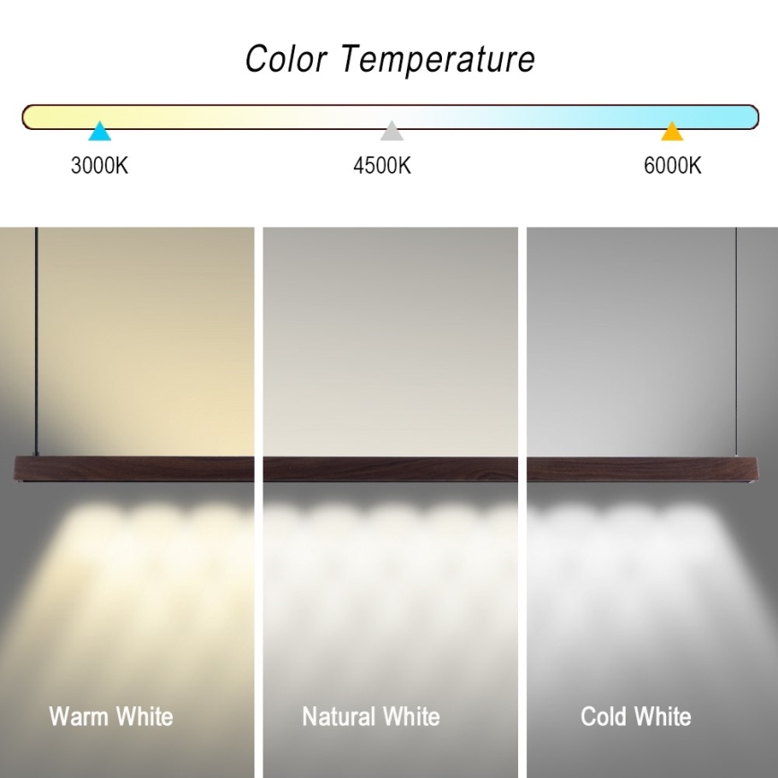 Immax NEO 07302L - LED stmievateľný luster na lanku MADEIRA LED/44W/230V Wi-Fi Tuya 202 cm orech + diaľkové ovládanie