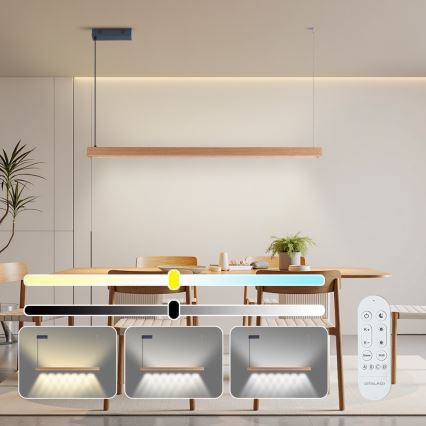 Immax NEO 07303L - stmievateľný LED luster na lanku MADEIRA LED/26W/230V Wi-Fi Tuya 122 cm dub + diaľkové ovládanie