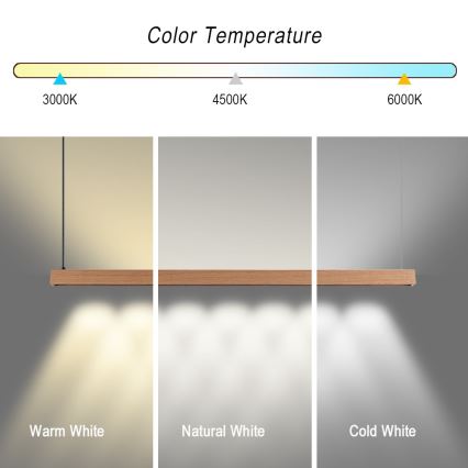 Immax NEO 07303L - stmievateľný LED luster na lanku MADEIRA LED/26W/230V Wi-Fi Tuya 122 cm dub + diaľkové ovládanie
