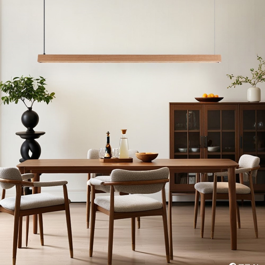 Immax NEO 07303L - stmievateľný LED luster na lanku MADEIRA LED/26W/230V Wi-Fi Tuya 122 cm dub + diaľkové ovládanie