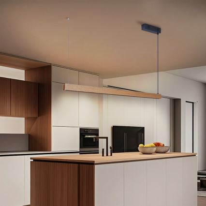 Immax NEO 07303L - stmievateľný LED luster na lanku MADEIRA LED/26W/230V Wi-Fi Tuya 122 cm dub + diaľkové ovládanie