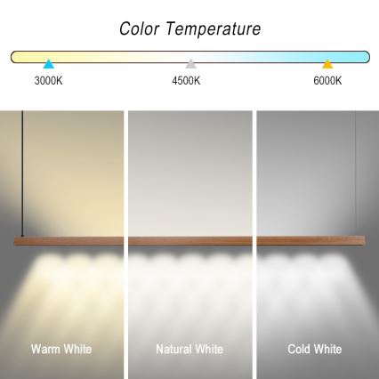 Immax NEO 07305L - stmievateľný LED luster na lanku MADEIRA LED/44W/230V Wi‑Fi Tuya 202 cm dub + diaľkové ovládanie