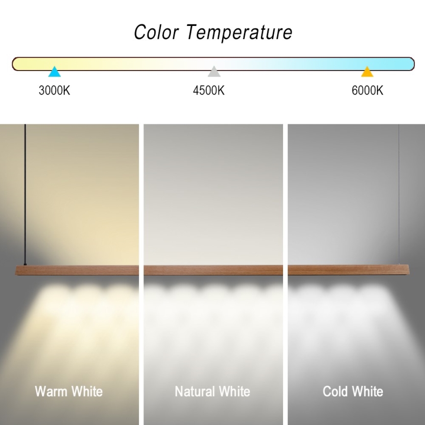 Immax NEO 07305L - stmievateľný LED luster na lanku MADEIRA LED/44W/230V Wi‑Fi Tuya 202 cm dub + diaľkové ovládanie