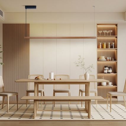 Immax NEO 07305L - stmievateľný LED luster na lanku MADEIRA LED/44W/230V Wi‑Fi Tuya 202 cm dub + diaľkové ovládanie