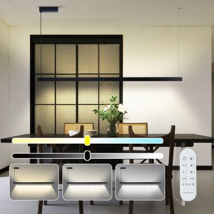 Immax NEO 07308L - Stmievateľný LED luster na lanku MADEIRA LED/44W/230V Wi-Fi Tuya 202 cm čierna + diaľkové ovládanie