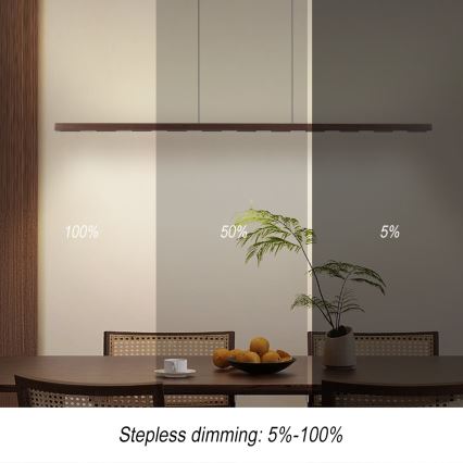 Immax NEO 07309L - stmievateľný LED závesný luster na lane so senzorom MADEIRA LED/37W/230V 157 cm orech