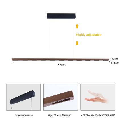 Immax NEO 07309L - stmievateľný LED závesný luster na lane so senzorom MADEIRA LED/37W/230V 157 cm orech