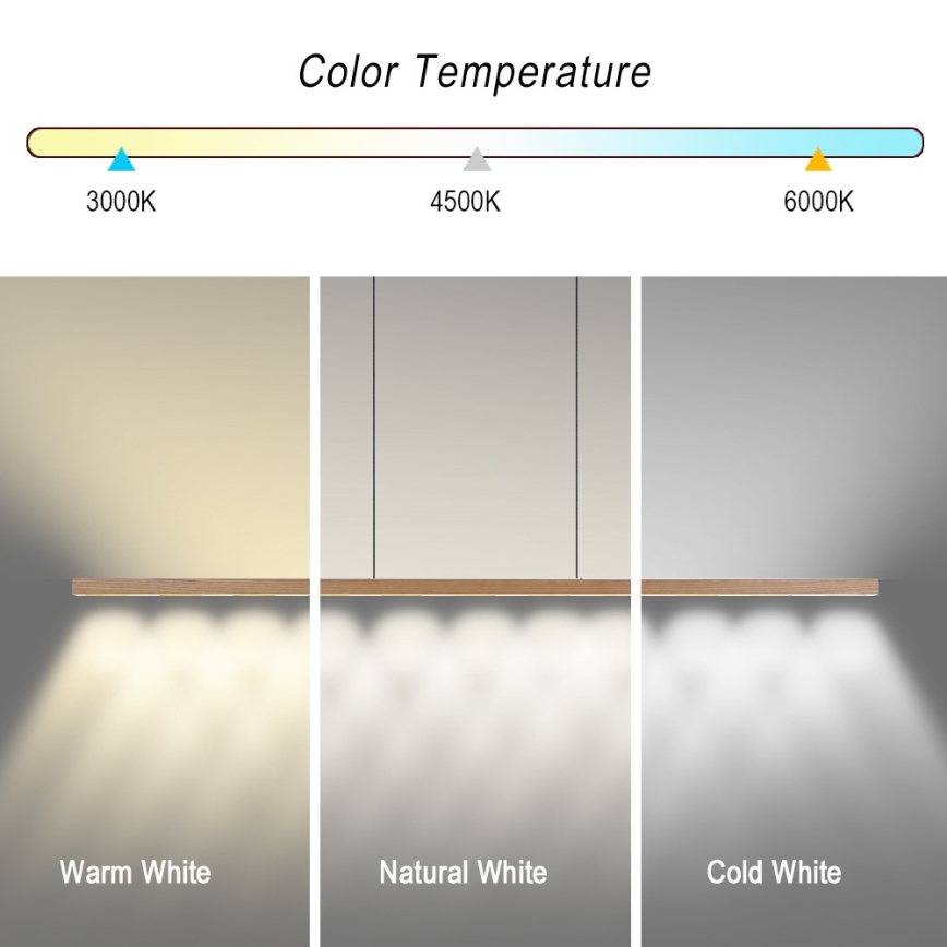 Immax NEO 07310L - LED stmievateľný luster na lane so senzorom MADEIRA LED/37W/230V 157 cm jaseň