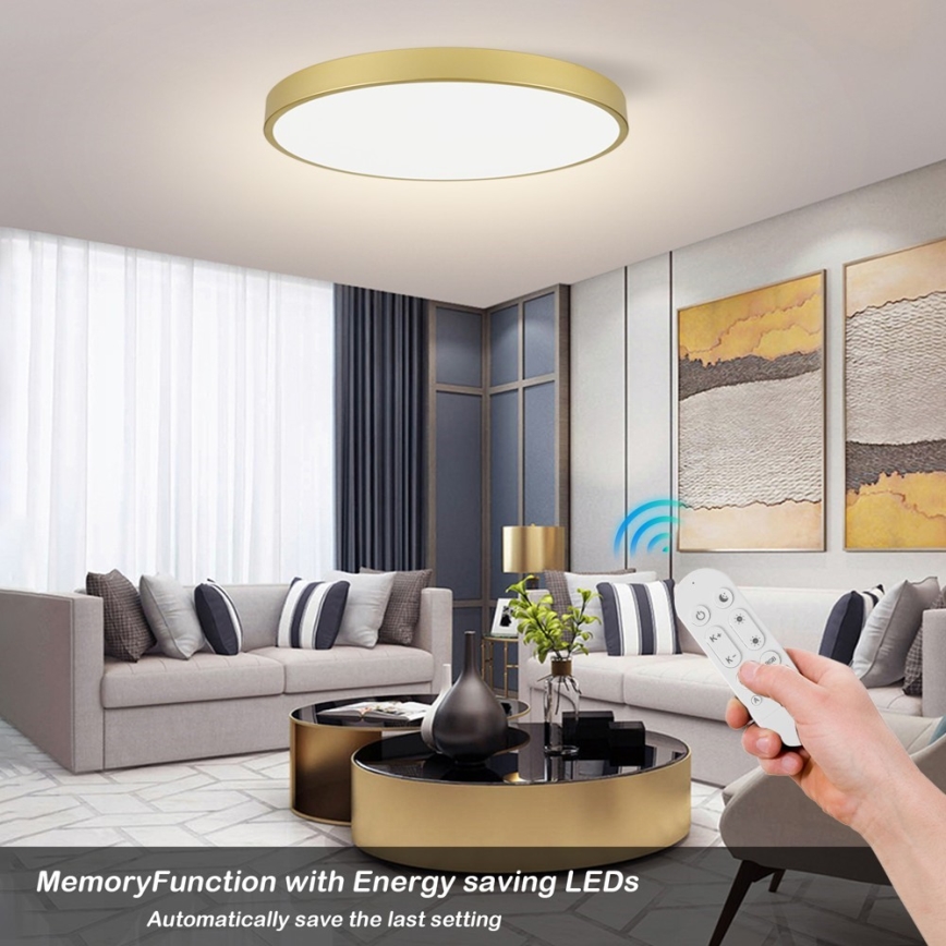 Immax NEO 07311L - LED stmievateľné stropné svietidlo SEMPLICI LED/96W/230V pr. 80 cm Wi-Fi Tuya zlatá + diaľkové ovládanie