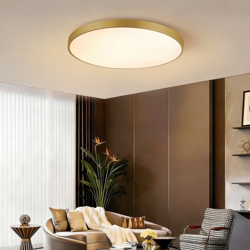 Immax NEO 07311L - LED stmievateľné stropné svietidlo SEMPLICI LED/96W/230V pr. 80 cm Wi-Fi Tuya zlatá + diaľkové ovládanie