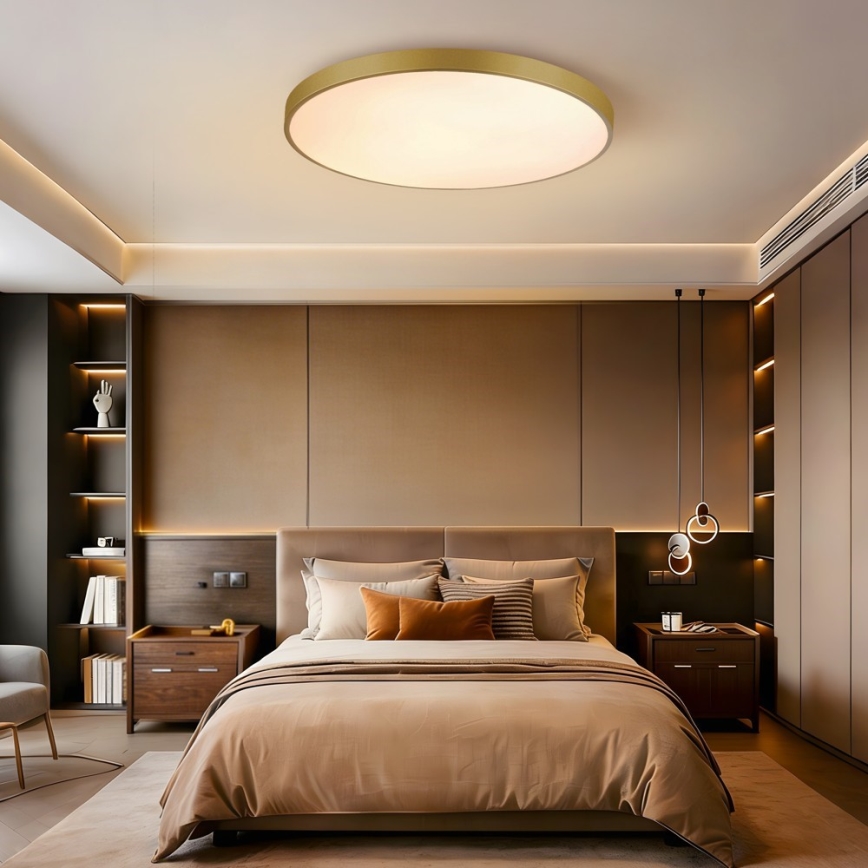 Immax NEO 07311L - LED stmievateľné stropné svietidlo SEMPLICI LED/96W/230V pr. 80 cm Wi-Fi Tuya zlatá + diaľkové ovládanie