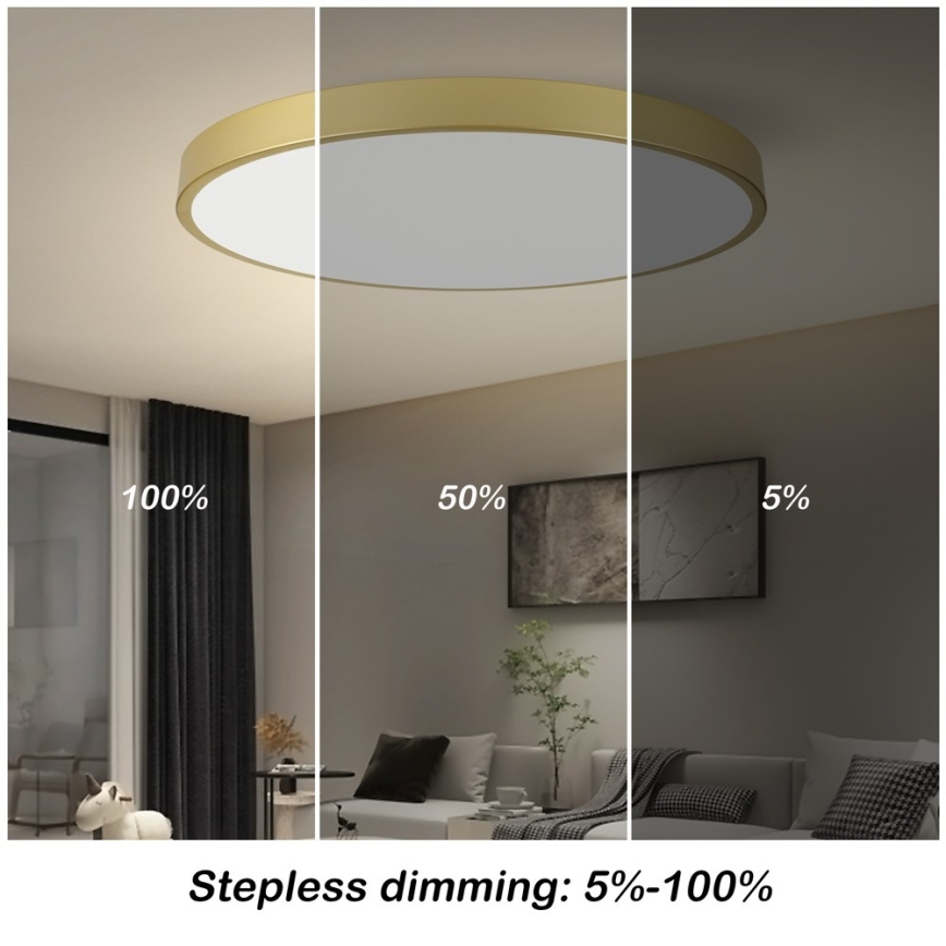 Immax NEO 07311L - LED stmievateľné stropné svietidlo SEMPLICI LED/96W/230V pr. 80 cm Wi-Fi Tuya zlatá + diaľkové ovládanie