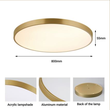 Immax NEO 07311L - LED stmievateľné stropné svietidlo SEMPLICI LED/96W/230V pr. 80 cm Wi-Fi Tuya zlatá + diaľkové ovládanie
