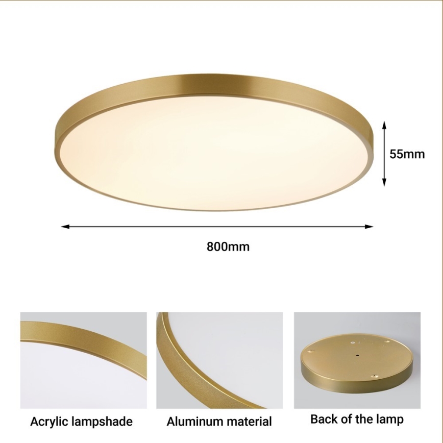 Immax NEO 07311L - LED stmievateľné stropné svietidlo SEMPLICI LED/96W/230V pr. 80 cm Wi-Fi Tuya zlatá + diaľkové ovládanie