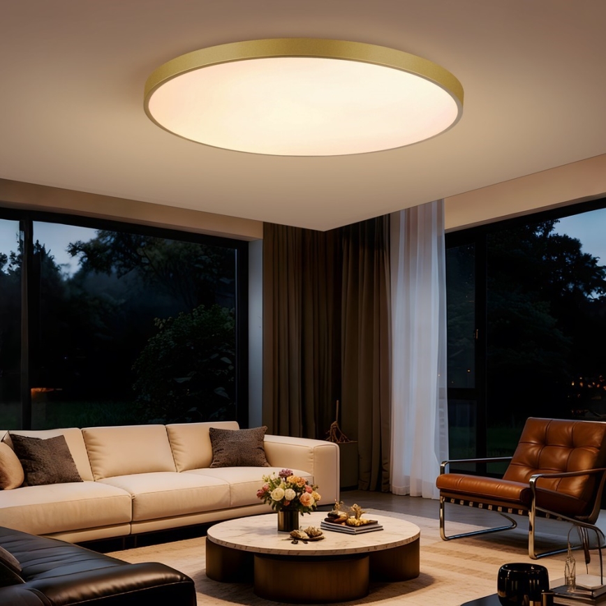 Immax NEO 07312L - LED stmievateľné stropné svietidlo SEMPLICI LED/128W/230V pr. 100 cm Wi-Fi Tuya zlatá + diaľkové ovládanie
