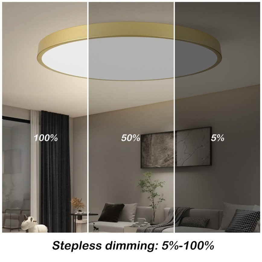 Immax NEO 07312L - LED stmievateľné stropné svietidlo SEMPLICI LED/128W/230V pr. 100 cm Wi-Fi Tuya zlatá + diaľkové ovládanie