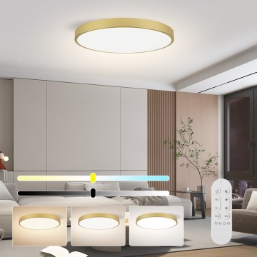 Immax NEO 07312L - LED stmievateľné stropné svietidlo SEMPLICI LED/128W/230V pr. 100 cm Wi-Fi Tuya zlatá + diaľkové ovládanie