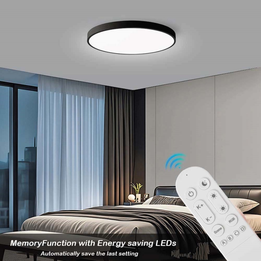 Immax NEO 07314L - LED stmievateľné stropné svietidlo SEMPLICI LED/128W/230V pr. 100 cm Wi-Fi Tuya čierna + diaľkové ovládanie