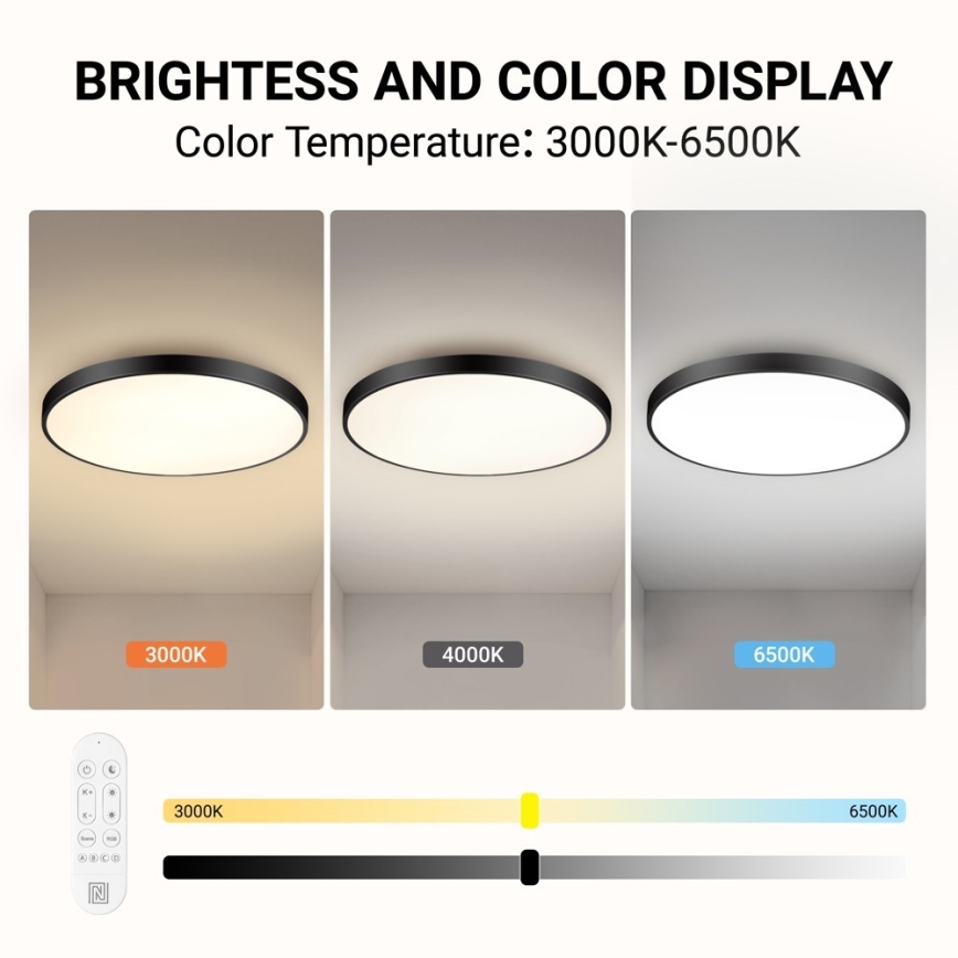Immax NEO 07314L - LED stmievateľné stropné svietidlo SEMPLICI LED/128W/230V pr. 100 cm Wi-Fi Tuya čierna + diaľkové ovládanie