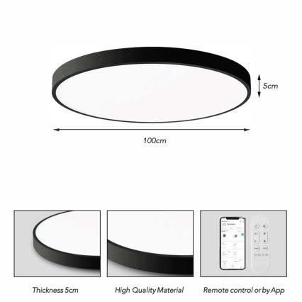 Immax NEO 07314L - LED stmievateľné stropné svietidlo SEMPLICI LED/128W/230V pr. 100 cm Wi-Fi Tuya čierna + diaľkové ovládanie