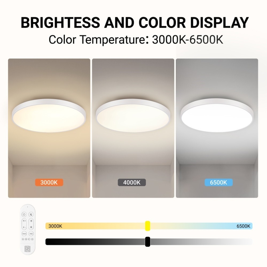 Immax NEO 07315L - Stmievateľné LED stropné svietidlo SEMPLICI LED/96W/230V pr. 80 cm Wi‑Fi Tuya biela + diaľkové ovládanie