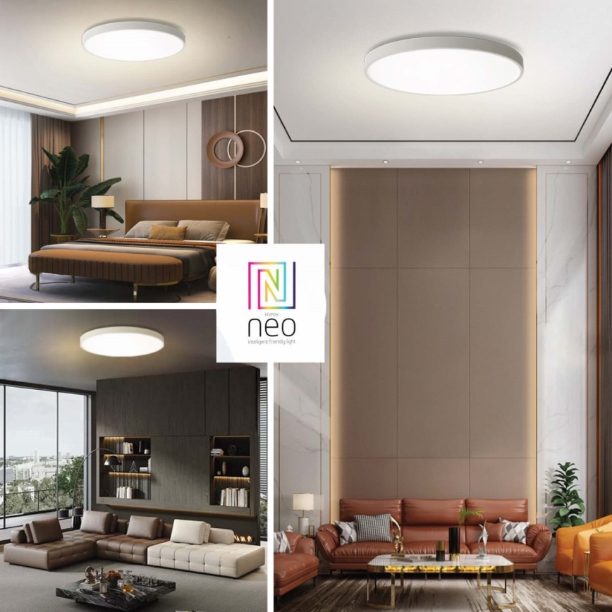 Immax NEO 07315L - Stmievateľné LED stropné svietidlo SEMPLICI LED/96W/230V pr. 80 cm Wi‑Fi Tuya biela + diaľkové ovládanie