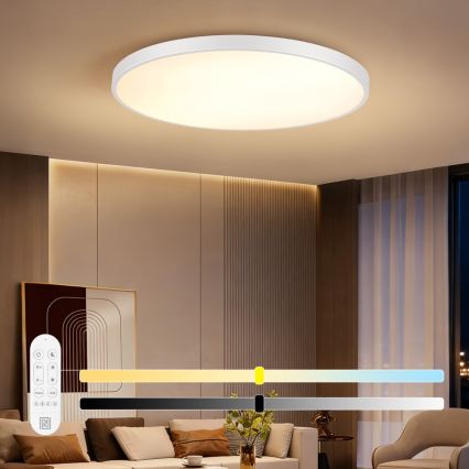 Immax NEO 07316L - LED stmievateľné stropné svietidlo SEMPLICI LED/128W/230V pr. 100 cm Wi-Fi Tuya biela + diaľkové ovládanie