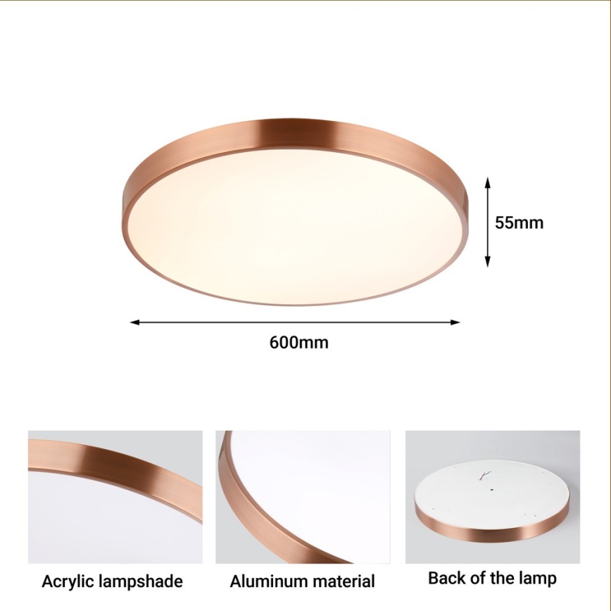Immax NEO 07322L - LED stmievateľné stropné svietidlo NEO LITE SEMPLICI LED/60W/230V, priemer 60 cm, v medenej farbe + diaľkové ovládanie