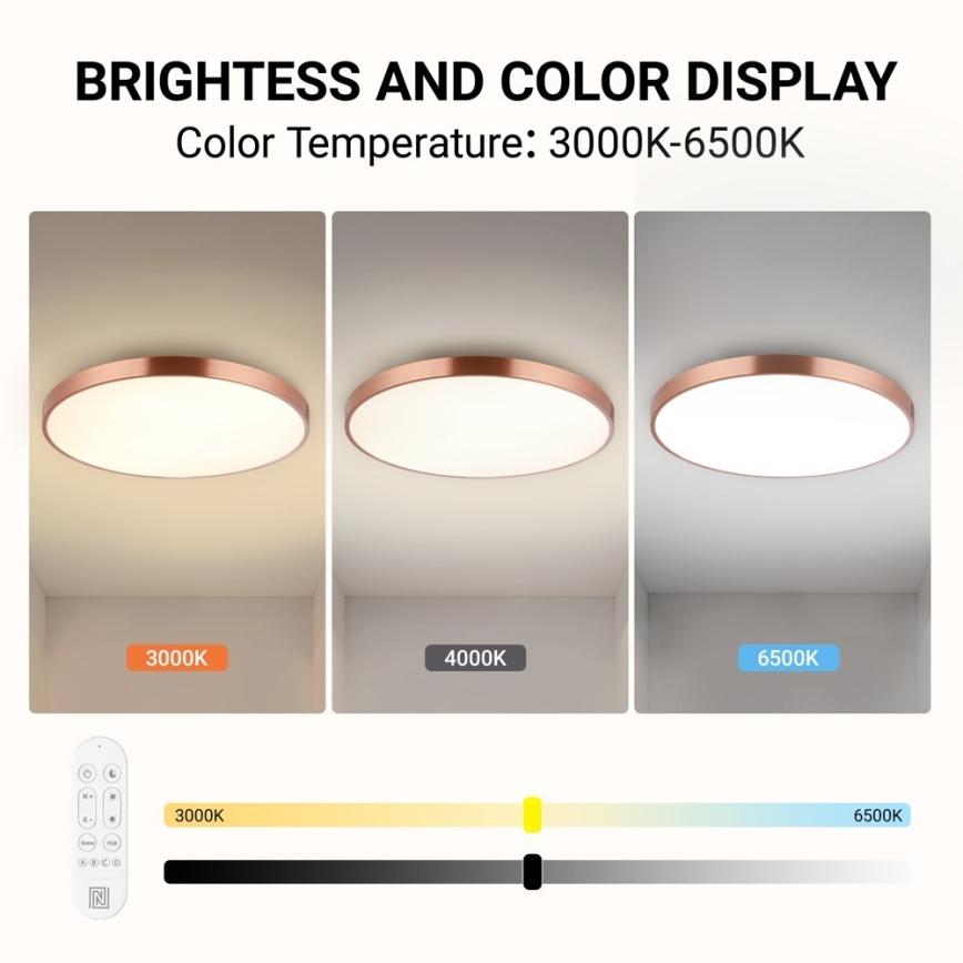 Immax NEO 07323L - LED stmievateľné stropné svietidlo SEMPLICI LED/96W/230V pr. 80 cm Wi-Fi Tuya ružové zlato + diaľkové ovládanie